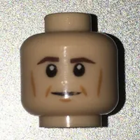 Minifig Head Rebel Trooper / Cook, Brown Eyebrows, Light Brown Cheek Lines Print [Blocked Open Stud]