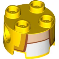 Brick Round 2 x 2, Pin Holes with Gold Lapels, Dark Orange Trim, and White Undershirt Print