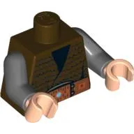 Torso Vest with Black V-Neck and Woolen Print with Wide Belt Print (Hassansin Leader Zolm), Dark Bluish Gray Arms, Light Nougat Hands