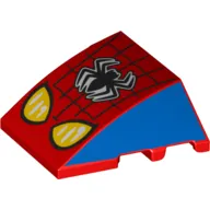 Wedge Curved 4 x 3 No Studs with Spider-Man Logo and Headlights Print