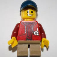 Kid - Red Torso, Dark Tan Legs, Dark Blue Cap