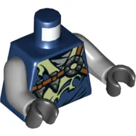 Torso Robe, Tattered with Yellowish Green Trim, Cross Strap with Stone Ring Print, Light Bluish Gray Arms, Black Hands