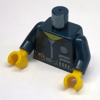 Torso Shirt with Alpha Team Logo, Zipper, Utility Belt and Gauge Print, Dark Blue Arms, Yellow Hands