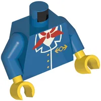 Torso Jacket with Train Logo and Red Scarf Print, Blue Arms, Yellow Hands