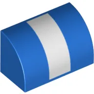 Brick Curved 1 x 2 x 1 No Studs with White Stripe Print