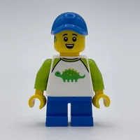 Boy, Dinosaur Shirt, Short Blue Legs, Blue Cap