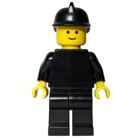 Fireman, Plain Black, Black Helmet