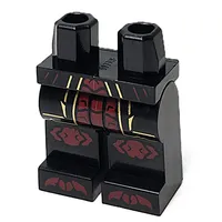 Hips and Black Legs with Robe End, Gold Trim, Dark Red Knee Caps, Toes print