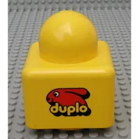 Primo Brick 1 x 1 with Duplo Bunny Logo and Lego Logo Print on Opposite Sides