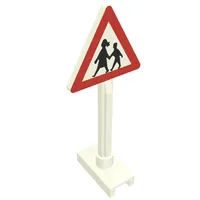 Road Sign Triangle with Children Playing Print