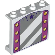Panel 1 x 4 x 3 with Mirror, Dark Pink Sides with Lamps, Dark Purple Stars print