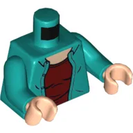 Torso Shirt, Open over Dark Red Undershirt Print, Dark Turquoise Arms, Light Nougat Hands