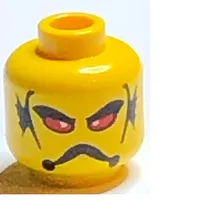 Minifig Head Stingray, Red Eyes, Frown and Gills Print [Blocked Open Stud]