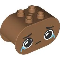 Duplo Brick 2 x 4 x 2 Rounded Ends with Sad Face, Crying Print