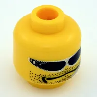 Minifig Head Flex, Glasses with Headset, Fine Stubble Print [Blocked Open Stud]