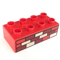 Duplo Brick 2 x 4 with Red, Dark Red and Tan Bricks Print