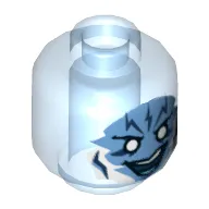 Minifig Head Electro, Medium Blue Face with White Eyes and Lightning Bolts on Forehead Print [Hollow Stud]