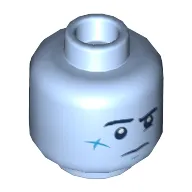 Minifig Head Jack Davids, Eyebrows, Scar on Cheek, Nervous / Puzzled Print
