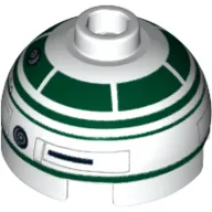 Brick Round 2 x 2 Dome Top, Hollow Stud with Dark Green Astromech Droid Print (R2-X2)
