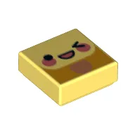 Tile 1 x 1 with Face, Wink, Blushes on Ice Cream Stick print