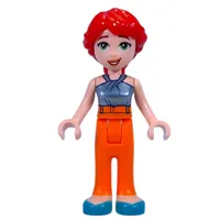 Mia - Adult, Metal Blue Top, Orange Pants