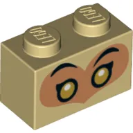 Brick 1 x 2 with Medium Nougat Heart, Black Eyes, Gold Pupils (Monkie King)