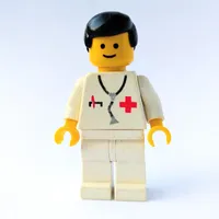 Doctor, White Torso with Stethoscope and Red Cross, White Legs, Black Hair