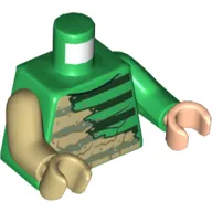 Torso, Odd Arms and Hands, Sweater, Muscles, Dark Green Stripes, Tan Dirt on Right Side Print, Left Green Arm and Light Nougat Hand, Right Tan Arm and Hand