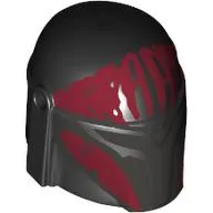 Helmet Mandalorian with Holes with Black/Dark Red Markings, Scratches print