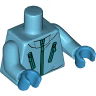 Torso Hoodie, Zipper, and Zipper Pockets Print, Medium Azure Arms, Dark Azure Hands