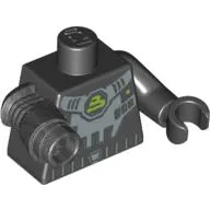 Torso Breastplate, Silver with Belt and Blacktron II Logo Print, Black Left Arm and Hand Left, Pearl Titanium Mech Right Arm