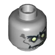 Minifig Head Zombie Groom, White Eyes, Yellowed Teeth, Angry Print [Hollow Stud]