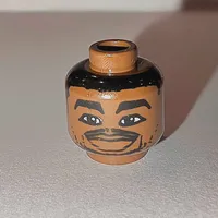 Minifig Head NBA Chris Webber, Black Hair, Thick Eyebrows, Beard Print