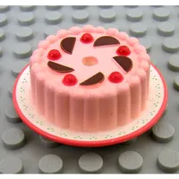 Scala, Food, Cake, Pink Frosting with Red Cherries and Chocolate Wedges Print