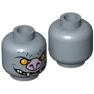 Minifig Head Blista, Bat, Lavender Nose, Orange Eyes, White Fangs Print [Hollow Stud]