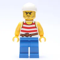 Pirate - Red Stripes, Blue Legs, White Bandana