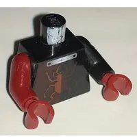 Torso, Odd Arms, Scarab without Silver Outline and X Print, Left Black Arm, Right Dark Red Arm, Dark Red Hands