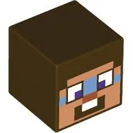 Minifig Head Special, Cube with Minecraft Steve Nougat Face Print