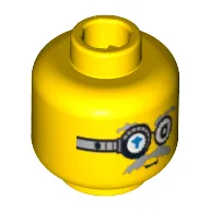 Minifig Head Brains, Glasses with Blue Arrow, Mouth Closed / Bared Teeth Print