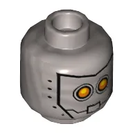 Minifig Head Bot, Yellow Robot Eyes, Mask with Metal Bolts, Closed Mouth / Open Mouth Print
