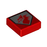 Tile 1 x 1 with Red Dragon on Light Bluish Grey Shield print