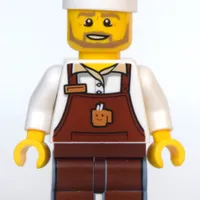 Barista, Reddish Brown Apron, Sand Blue Legs, Chef Hat