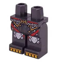 Hips and Pearl Titanium Legs with Armor, Black Coattails, Red Belt, Straps, Silver Kneepads, Gold Trim, Toes print