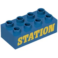 Duplo Brick 2 x 4 with 'STATION' Text Print