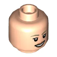 Minifig Head Scarlet Witch, Nougat Eyebrows, Peach Lips, Open Mouth Smile / Closed Mouth Smile with Red Eyes Print