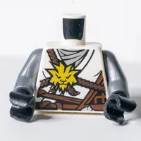 Torso Robe, Brown Rope, Gold Lion Print, Flat Silver Arms, Black Hands