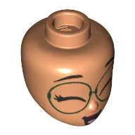 Minidoll Head, Closed Eyes, Large Dark Green Glasses print