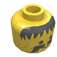 Minifig Head, Messy Hair, Moustache and Stubble Print [Blocked Open Stud]