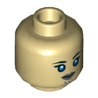 Minifig Head Luminara Unduli, Dual Sided, Gray Lips and Large Blue Eyes, Neutral / Angry Print [Hollow Stud]