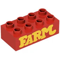 Duplo Brick 2 x 4 with 'FARM' Print
